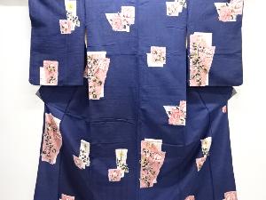 大正ロマン　作家物　薔薇模様手織り紬着物